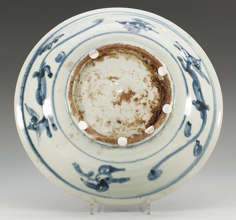 A blue and white charger, Ming dynasty.