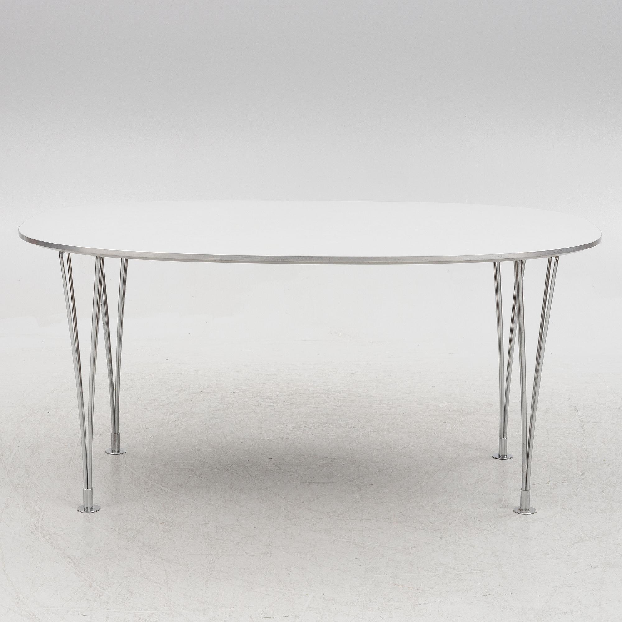 Bruno Mathsson & Piet Hein, matbord, "Superellips", Fritz Hansen, Danmark, daterat 1995.