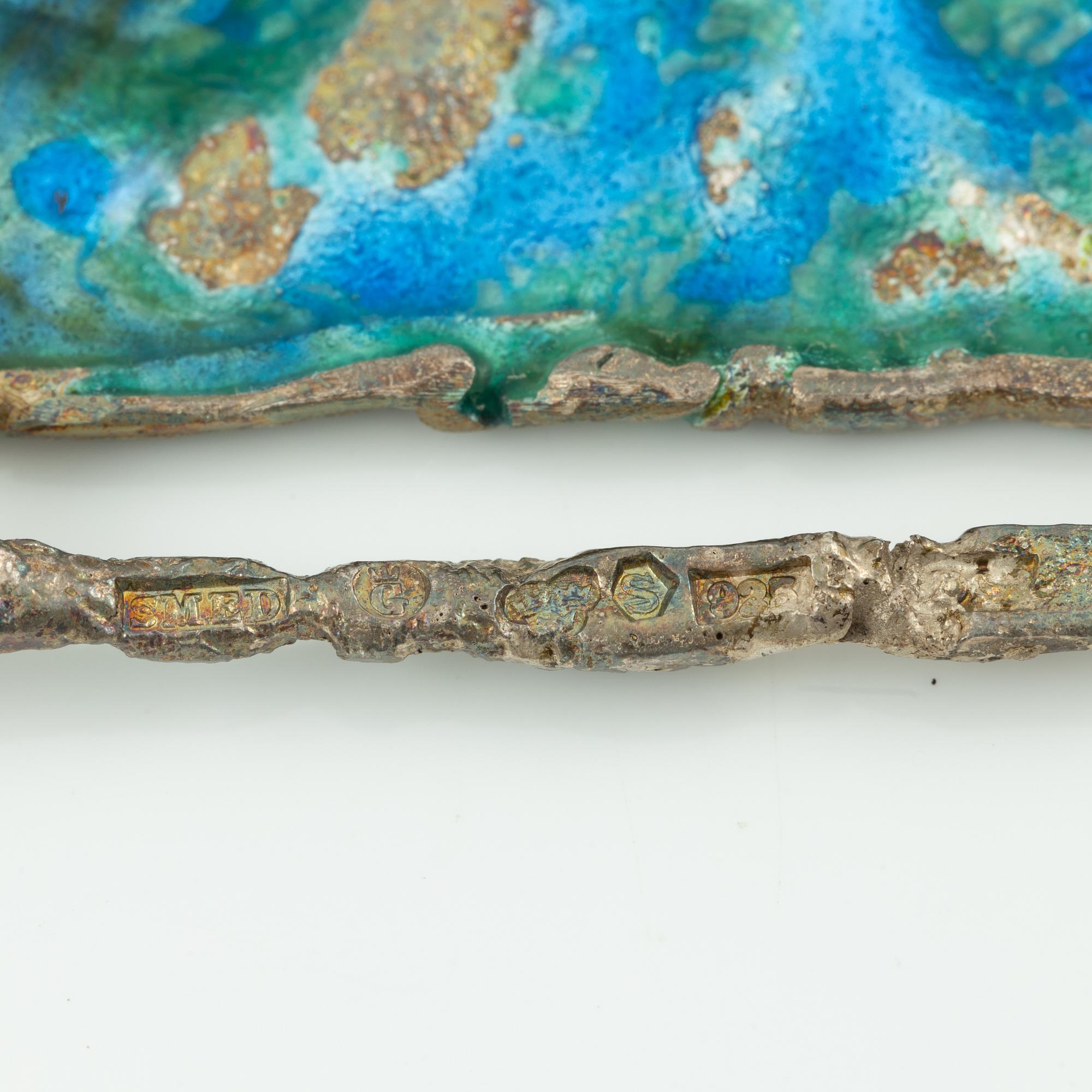 Lars Arby, three necklaces, sterling silver and enamel, Gothenburg among others 1966.