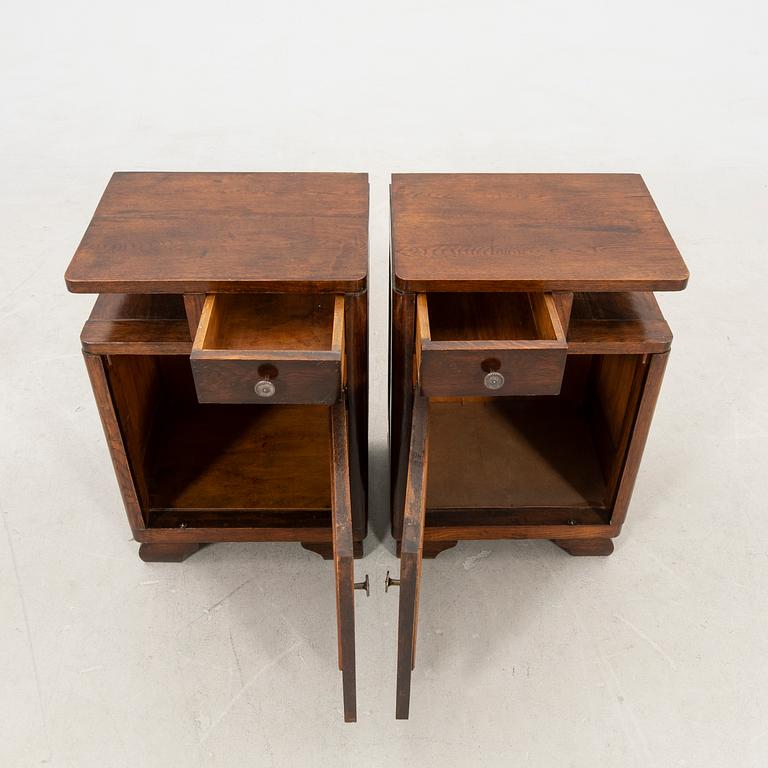 Bedside tables, a pair from the first half of the 20th century.