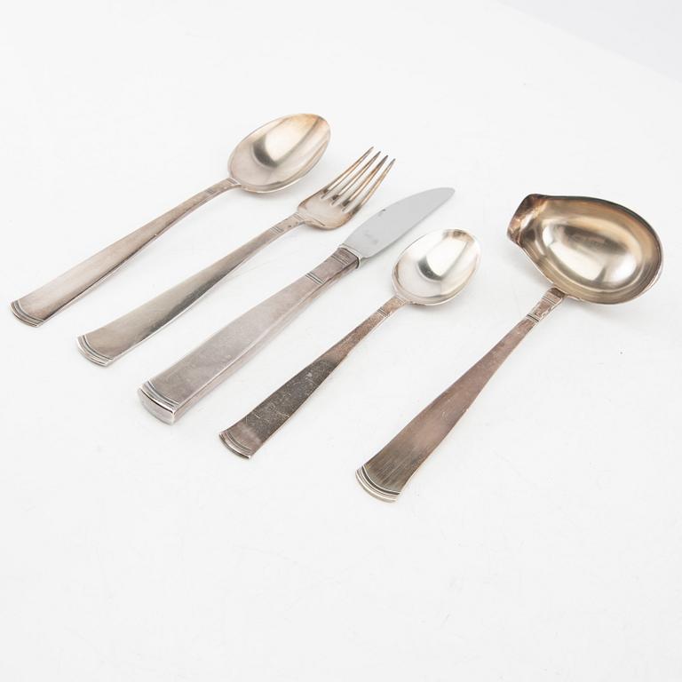 Jacob Ängman, cutlery 33 pcs. silver "Rosenholm" 1970s/80s.