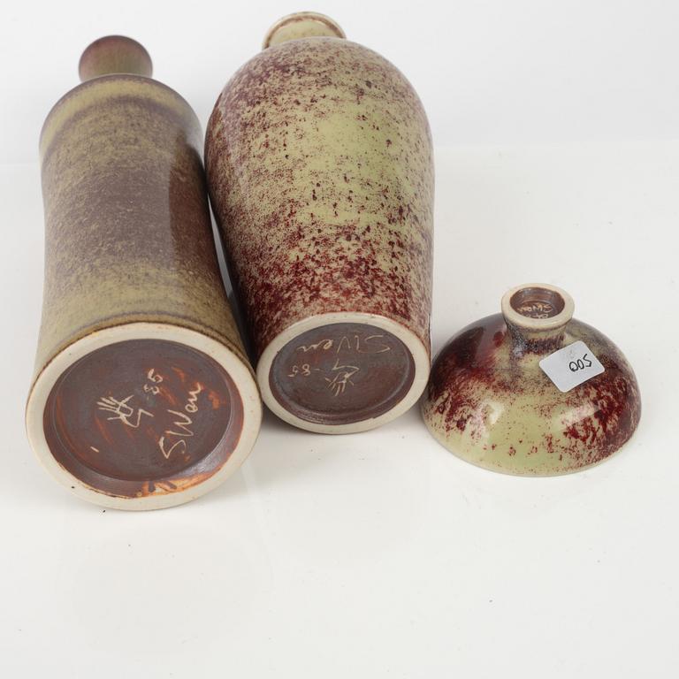 Sven Wejsfelt, two stoneware vases and a bowl, Gustavsberg Studio 1985.