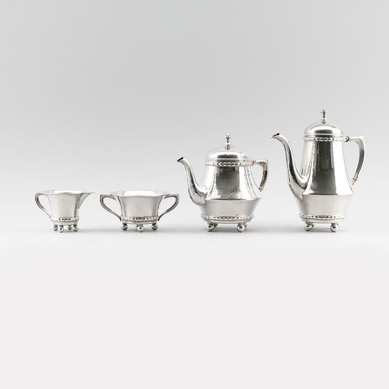 KAFFESERVIS, 4 delar, silver, K Anderson, Stockholm 1918. Vikt ca 1741 gram.