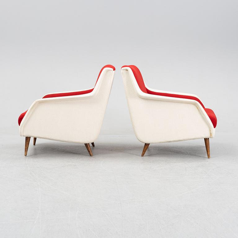 Gio Ponti, tillskrivna, fåtöljer, ett par, troligen utförda av Cassina, Italien 1950-60-tal.