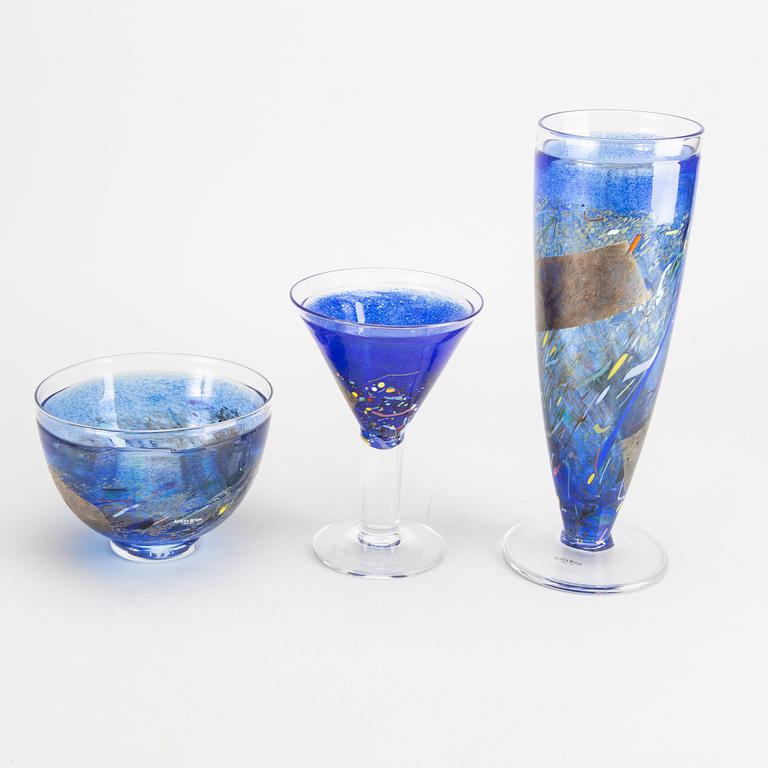 BERTIL VALLIEN, glas,  3 delar"Satellite"Kosta Boda.