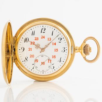 Pocket watch, hunter case, 18K gold, 52.5 mm.