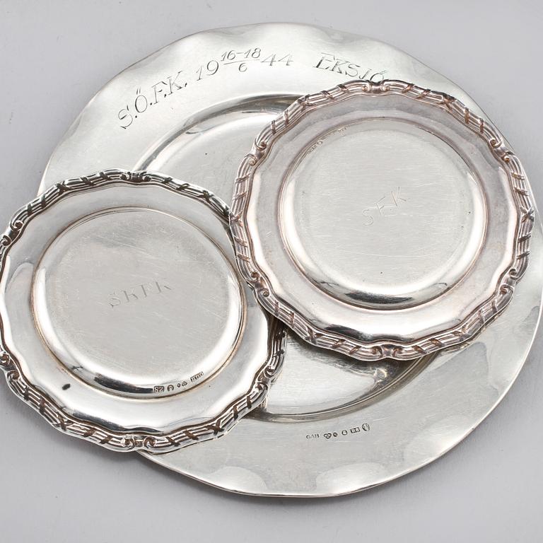 PARTI SILVER, 8 delar, bl a GAB, Stockholm, 1943, total vikt  ca 450 g.