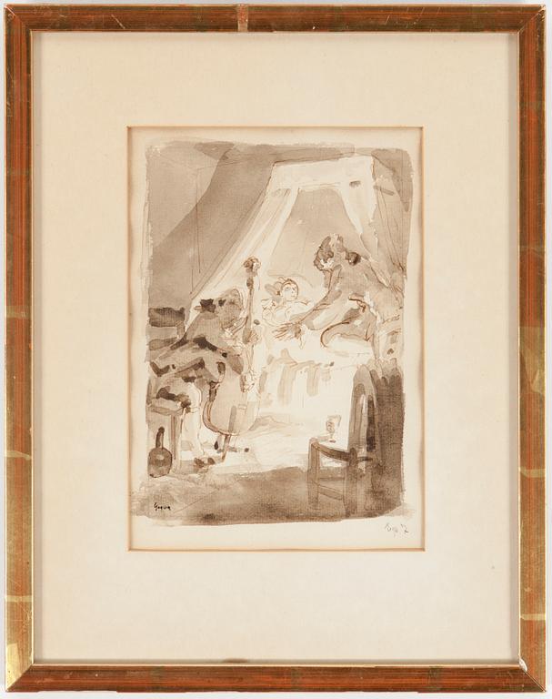 YNGVE BERG, tusch och blyerts på papper, signerad Yngve.