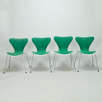 Arne Jacobsen, Four 1992 'Series 7' chairs for Fritz Hansen, Denmark.