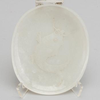 A carved nephrite placque, presumably late Qing dynasty.