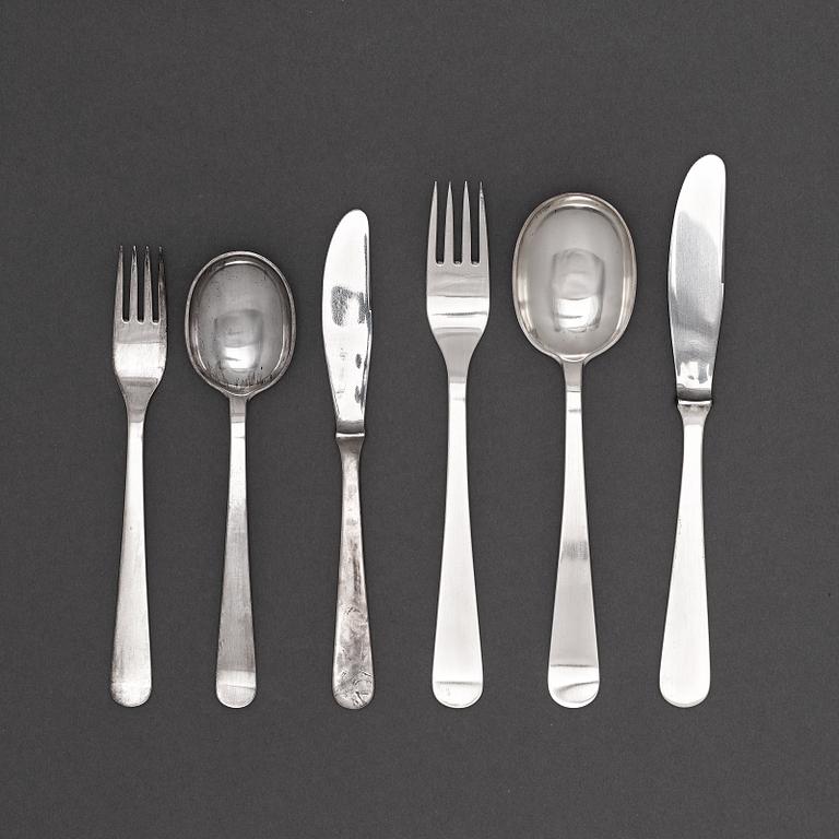 Wiwen Nilsson, a set of 57 pcs of sterling flatware, Lund, Sweden 1966.