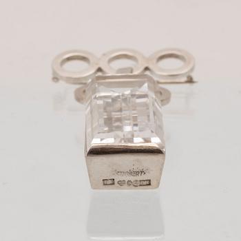 Brosch silver och trappslipad bergkristall, stämplad Stigbert och Per Emilson Laholm 1941.