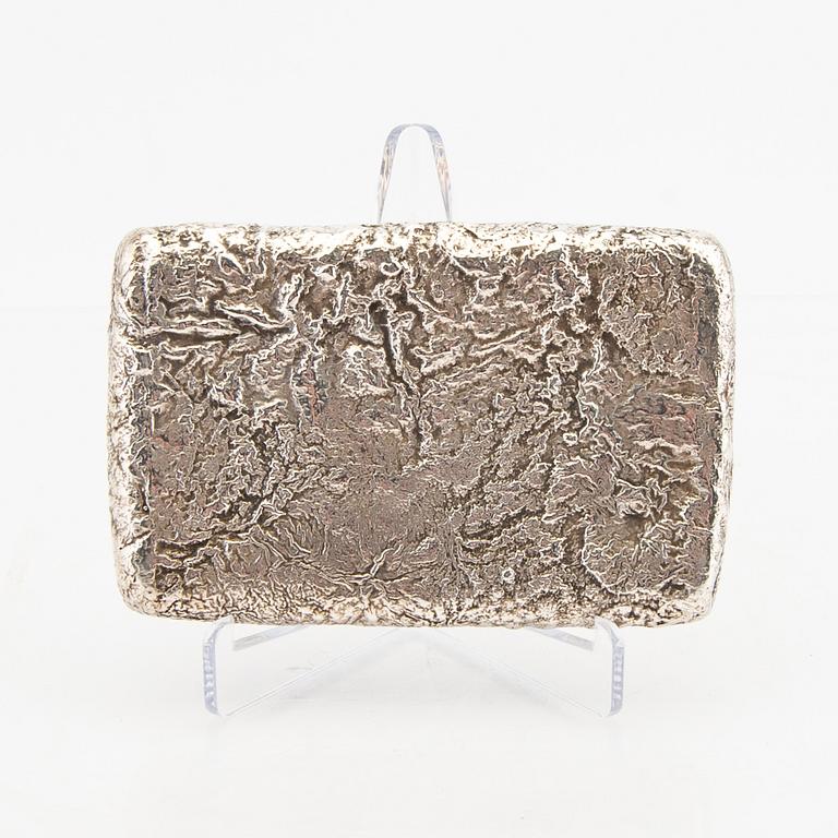 A Russian silver box with samorodok decoration and guilded inside, around 1900.