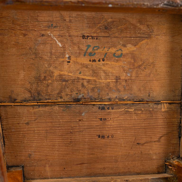 Stolar, ett par, sengustavianska, Medelpad, daterade 1840.