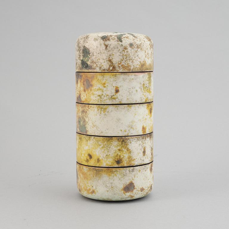 Hans Hedberg, a faience box in five pieces, Biot, France.
