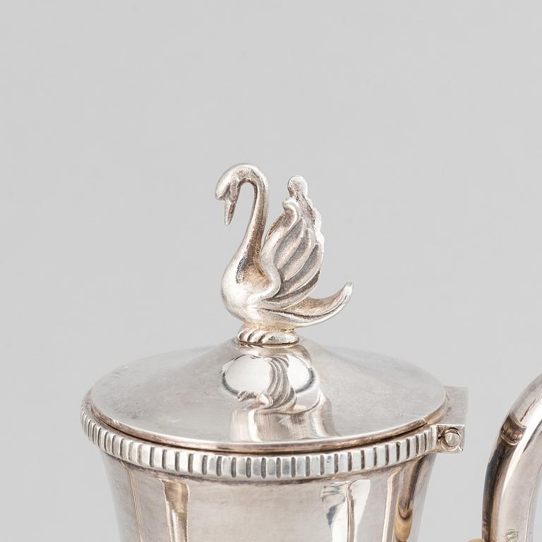 Mockaservis, 3 delar, silver, Svenska importstämplar, 1900-tal.