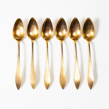 A set of six silver gilt Augsburg teaspoons, 1805.