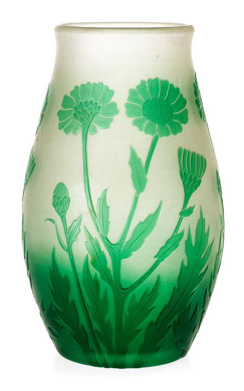 A Karl Lindeberg Art Nouveau cameo glass vase, Kosta.