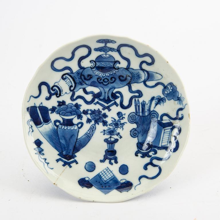 A Chinese blue and white 19th century stemcup.