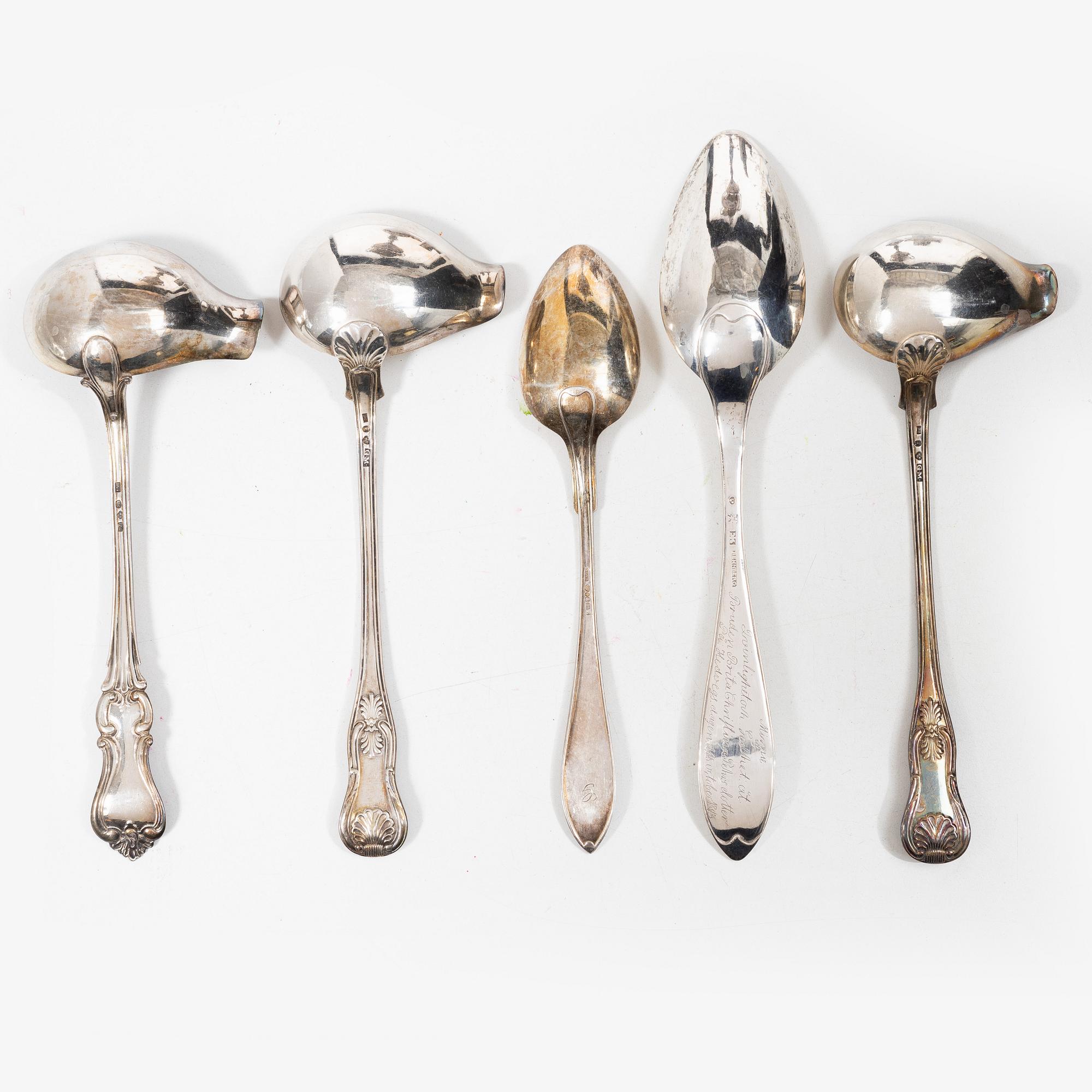 Silver, 10 pieces, Sweden, including a spoon by Gustaf Georg Rehnberg, Norrköping 1811.