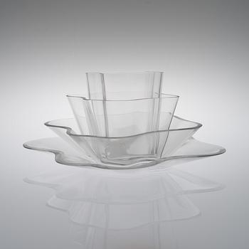 ALVAR AALTO, GLASS SCULPTURE, 4 PARTS.The Aalto Flower. The lowest part signed Alvar Aalto 66/1983.