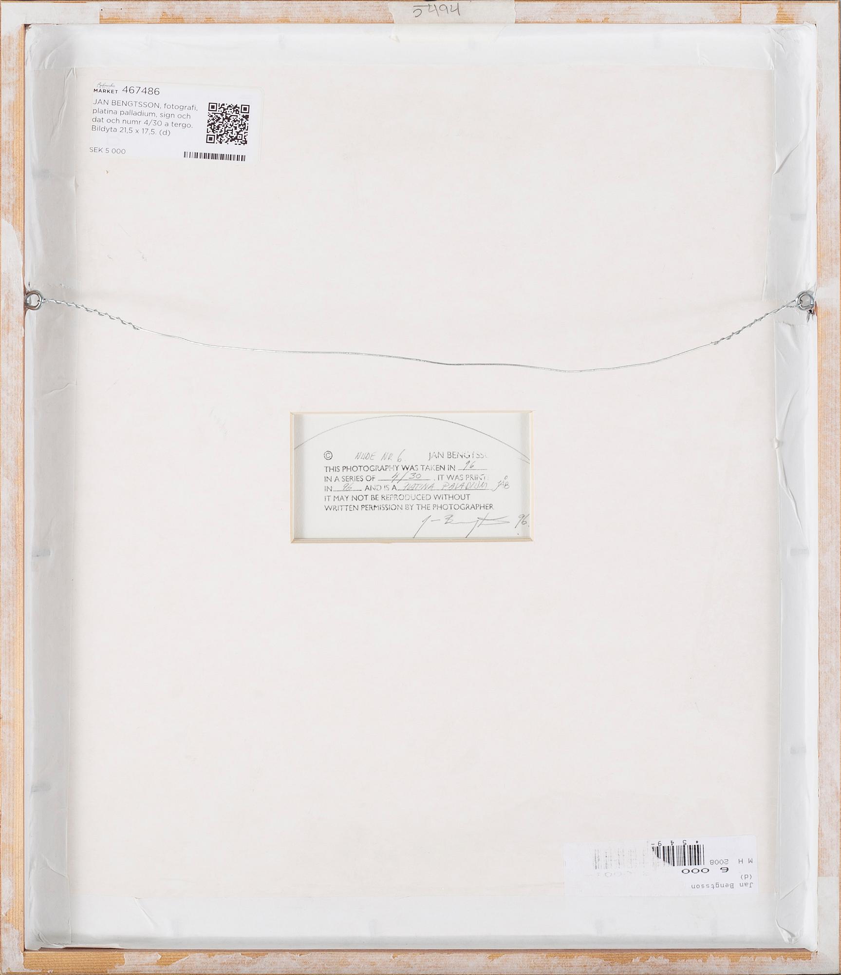 a photograph, signed, dated -96 and numbered 4/30 á tergo.