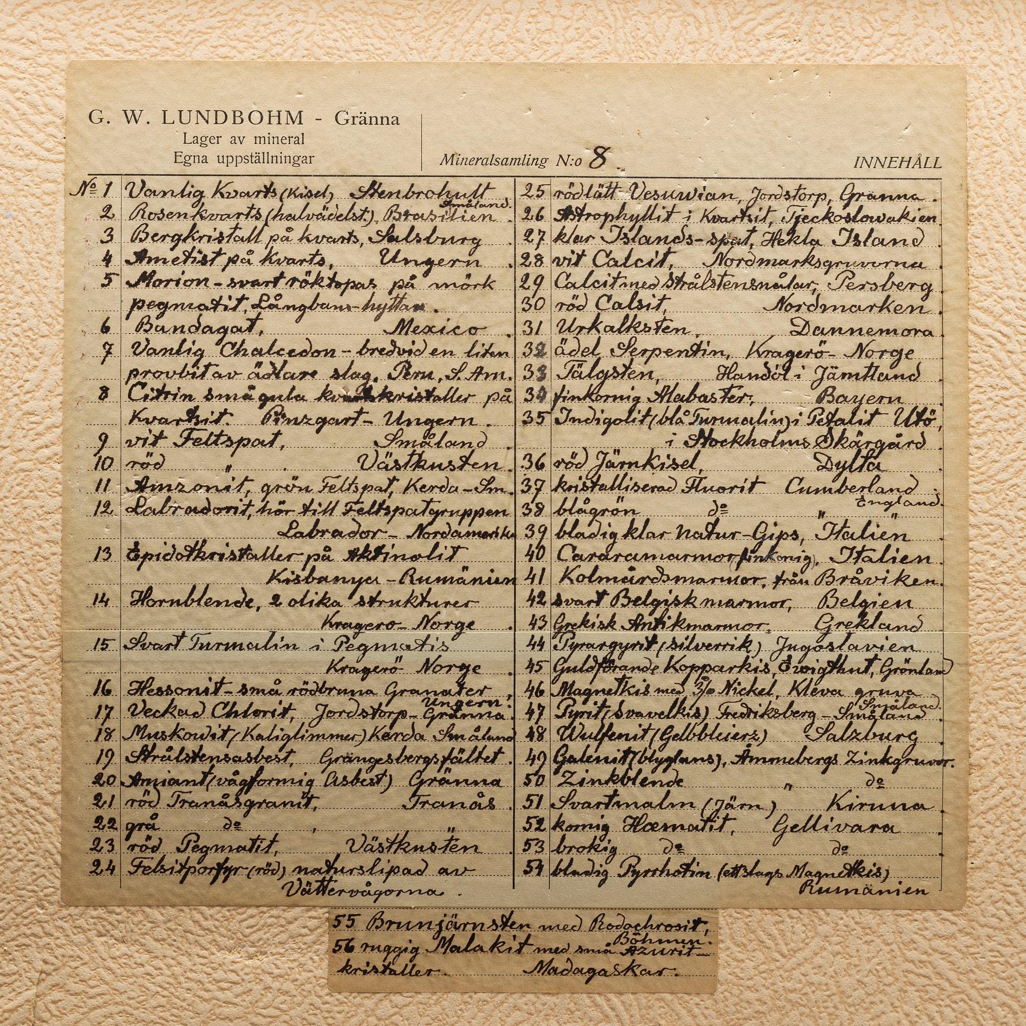 A circa 1900 collection of 112 mineral samples.