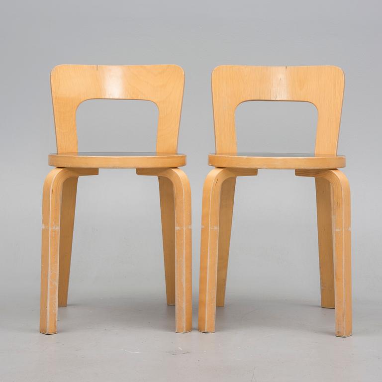 STOLAR, 6 st, modell 65, Alvar Aalto, Artek 1900-talets senare hälft.