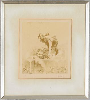 Wilhelm Freddie · WILHELM FREDDIE, färglitografi, signerad, provtryck, daterad -45.