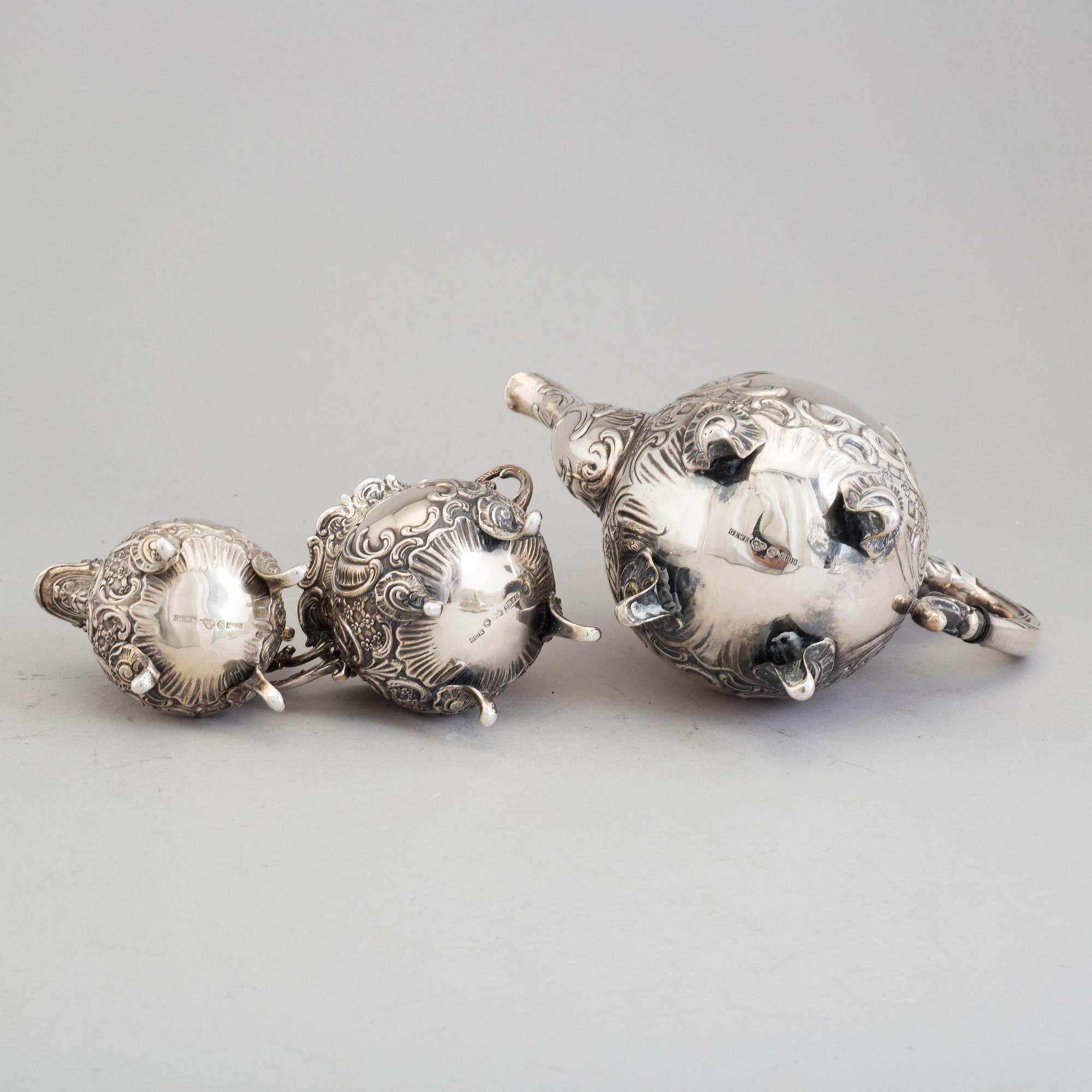 KAFFESERVIS, 4 delar, silver, rokokostil,  GEWE Malmö, 1954.