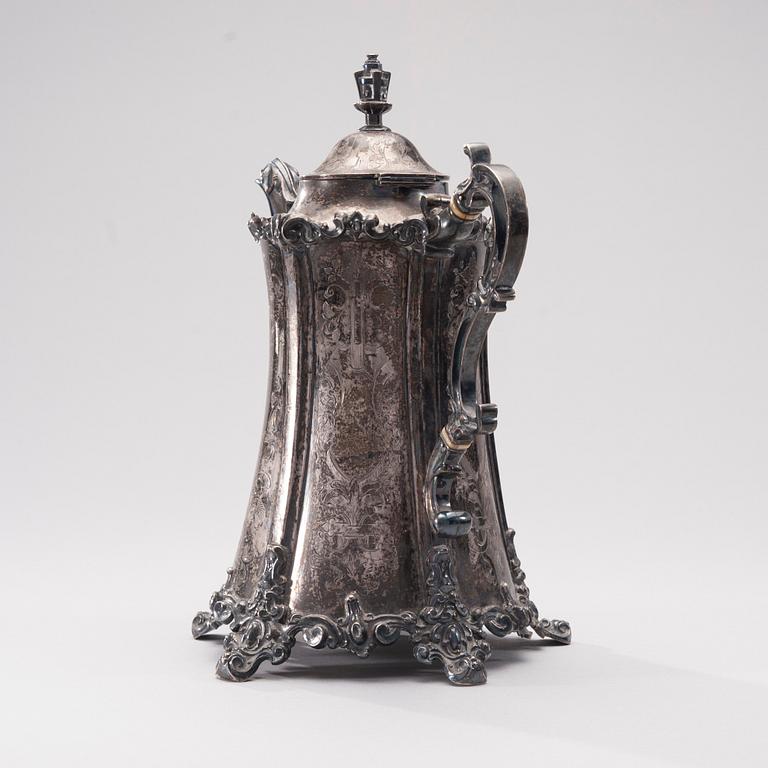 KAFFEKANNA, silver, Gustaf Theodor Folcker, Stockholm 1852. Vikt 924 g.