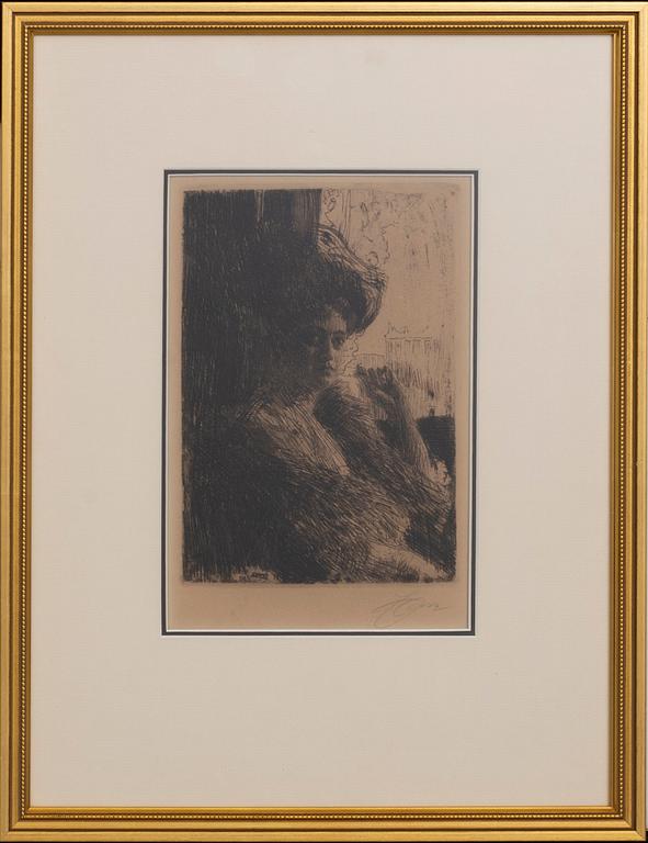 Anders Zorn, a signed etching from 1905.