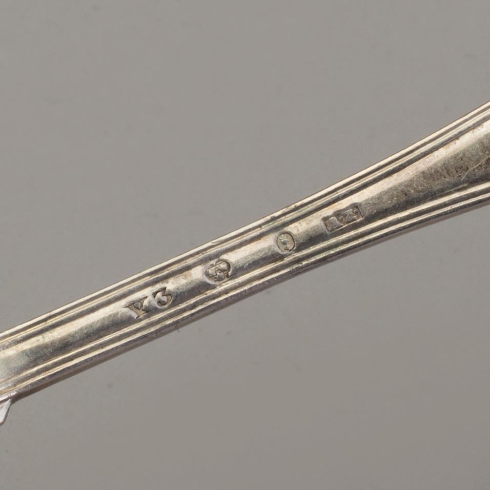 A set of six Swedish 19th century silver dinner-spoons, mark of Johan Carlssons widow, Norrkoping 1836.