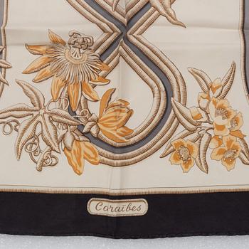Hermès, a 'Caraibes' silk scarf.
