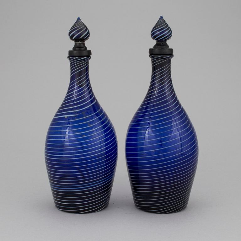 2 decanters of glass, probably Gjövik, Norway, first quarter of 19th century.