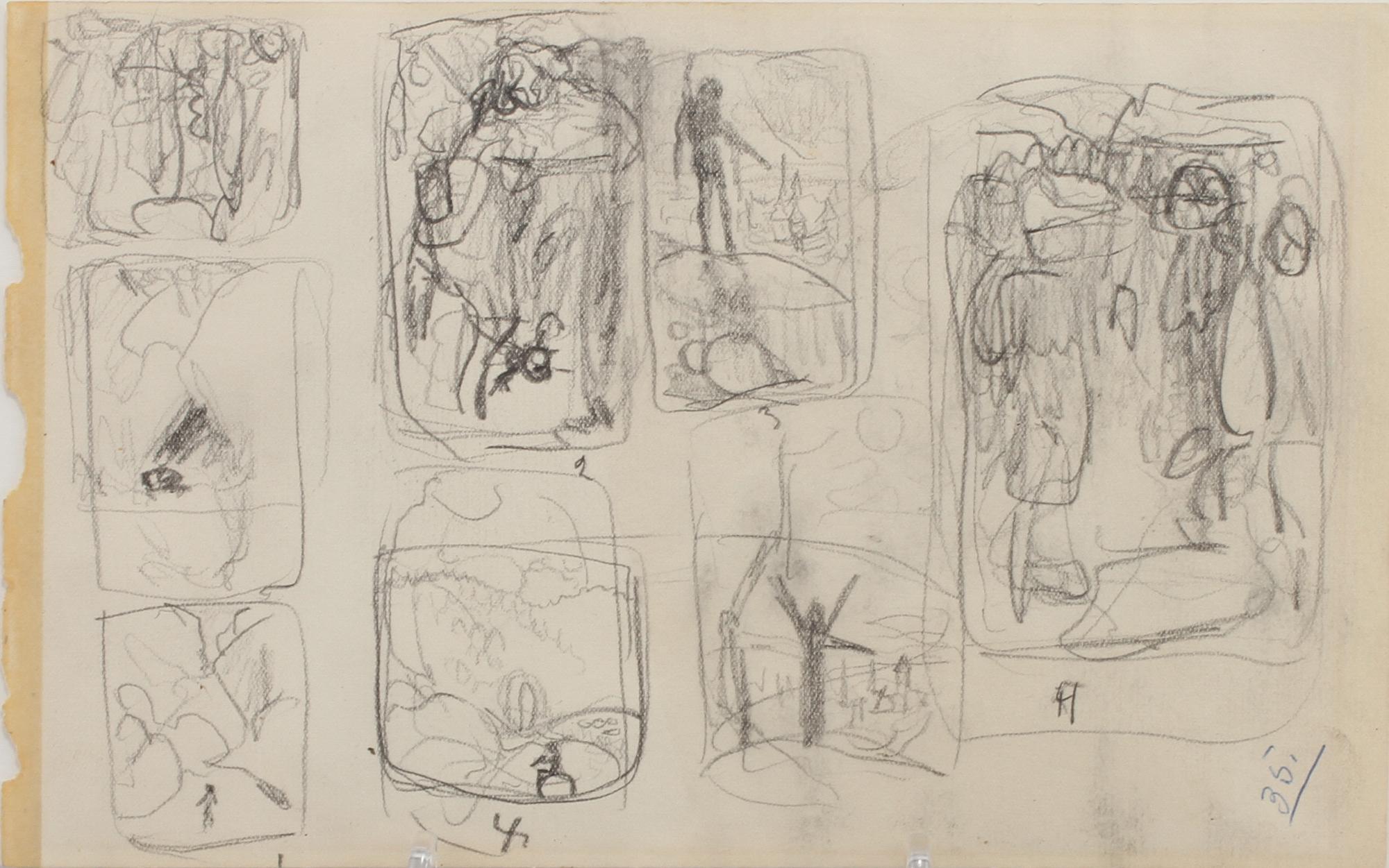 JOHN BAUER, akvarellerad skiss, osignerad.