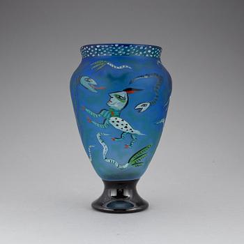 VAS, glas. Ulrica Hydman-Vallien, Kosta Boda 1987. Unik.
