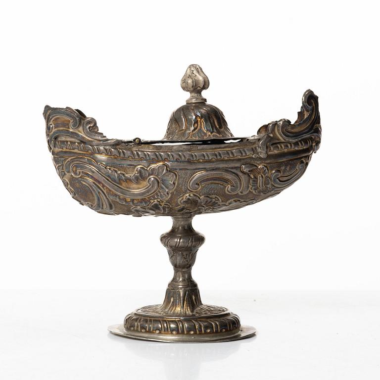 Incense burner, silver, 19th century, possibly Italy.
