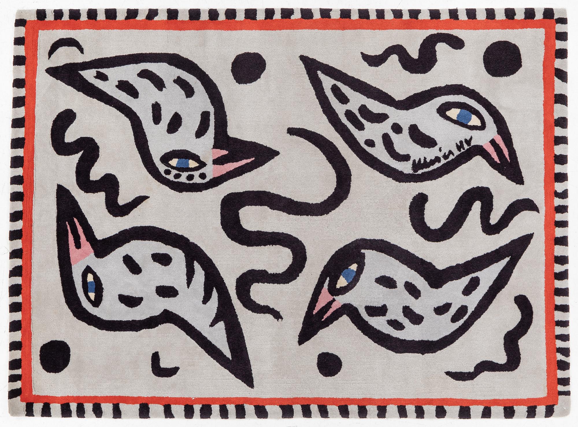 Ulrica Hydman-Vallien, rug "Birdie Blue", numbered 92/100. Approx. 235 x 175 cm.