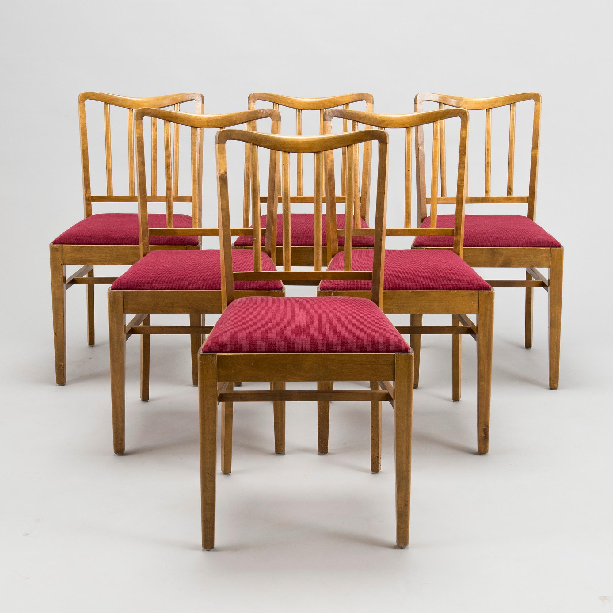 A mid-20th Century set of six chairs for Lahden Puukalusto, Finland.