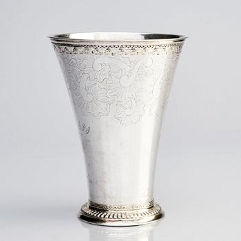 A Swedish 18th century parcel-gilt silver beaker, mark of Carl Fahlberg, Uppsala 1771.