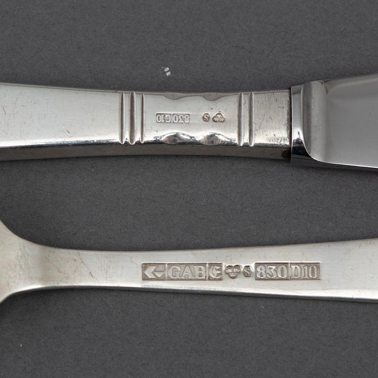 JACOB ÄNGMAN, 36 psc silver cutlery 'Rosenholm', GAB, some Eskilstuna 1978.