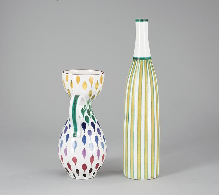 Two Stig Lindberg faience vases, Gustavsberg Studio 1940's-50's.