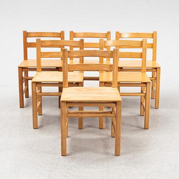 Karin Mobring, a set of six 'Stabil' pine chairs, IKEA, 1970's.