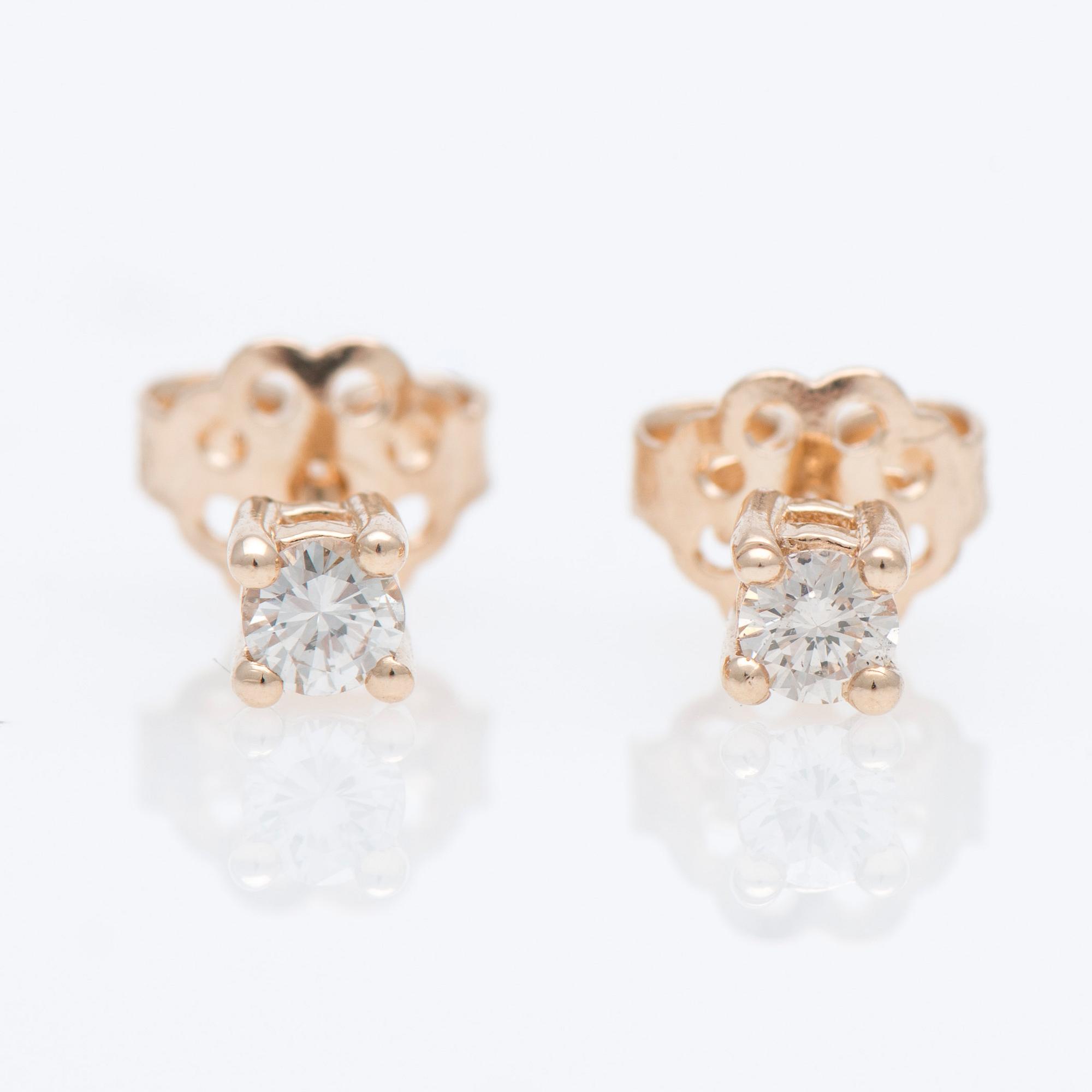 ÖRHÄNGEN, briljantslipade diamanter, 14K guld.
