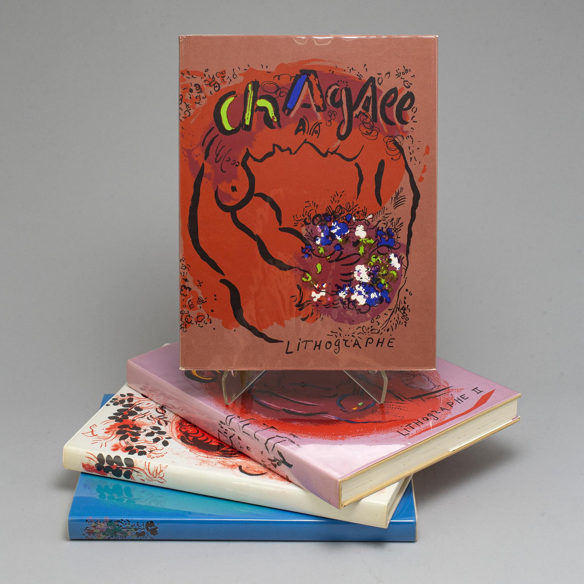 MARC CHAGALL, böcker, 4 st, "Chagall Lithograph I,II,III, IV", 1960-1974.