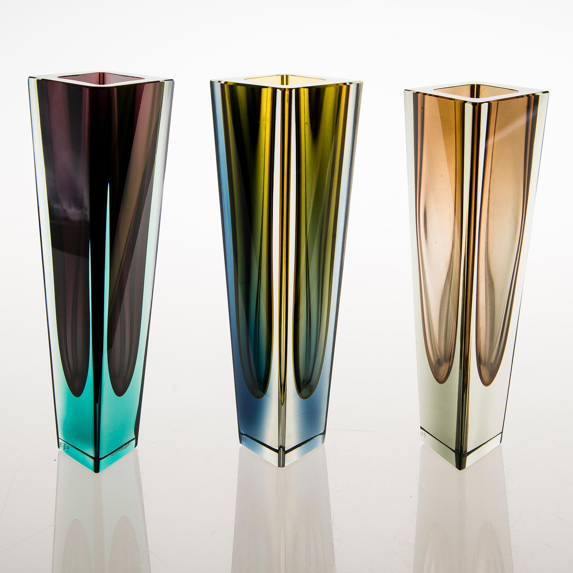 Kaj Franck, A set of six signed 'Prisma' vases.