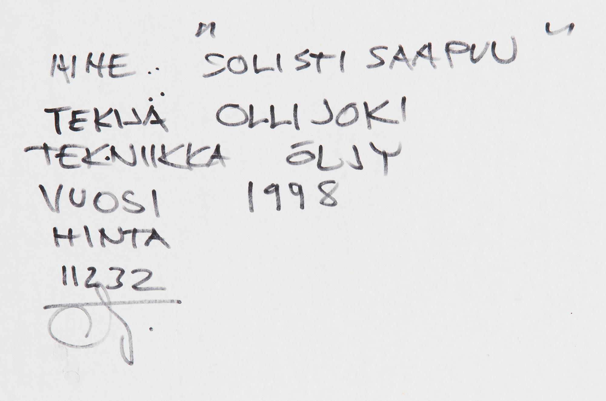 Olli Joki, "Solisti saapuu".