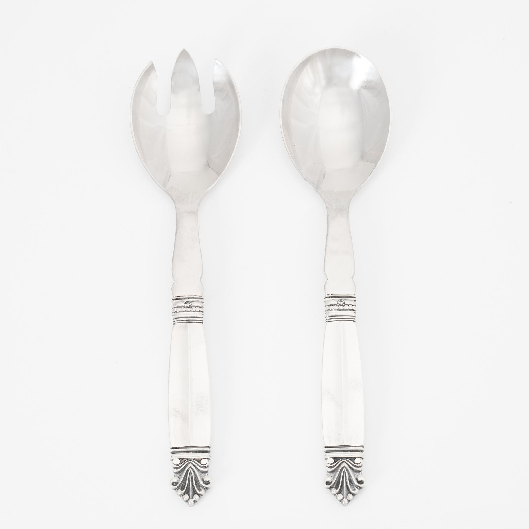 Georg Jensen, serveringsbestick, ett par, silver, modell Dronning.