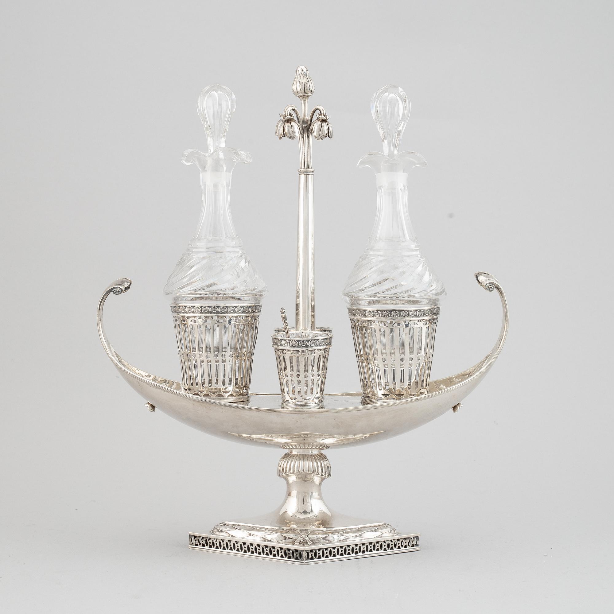 A Swedish late Gustavian cruet-set, mark of Pehr Zethelius, Stockholm 1799.